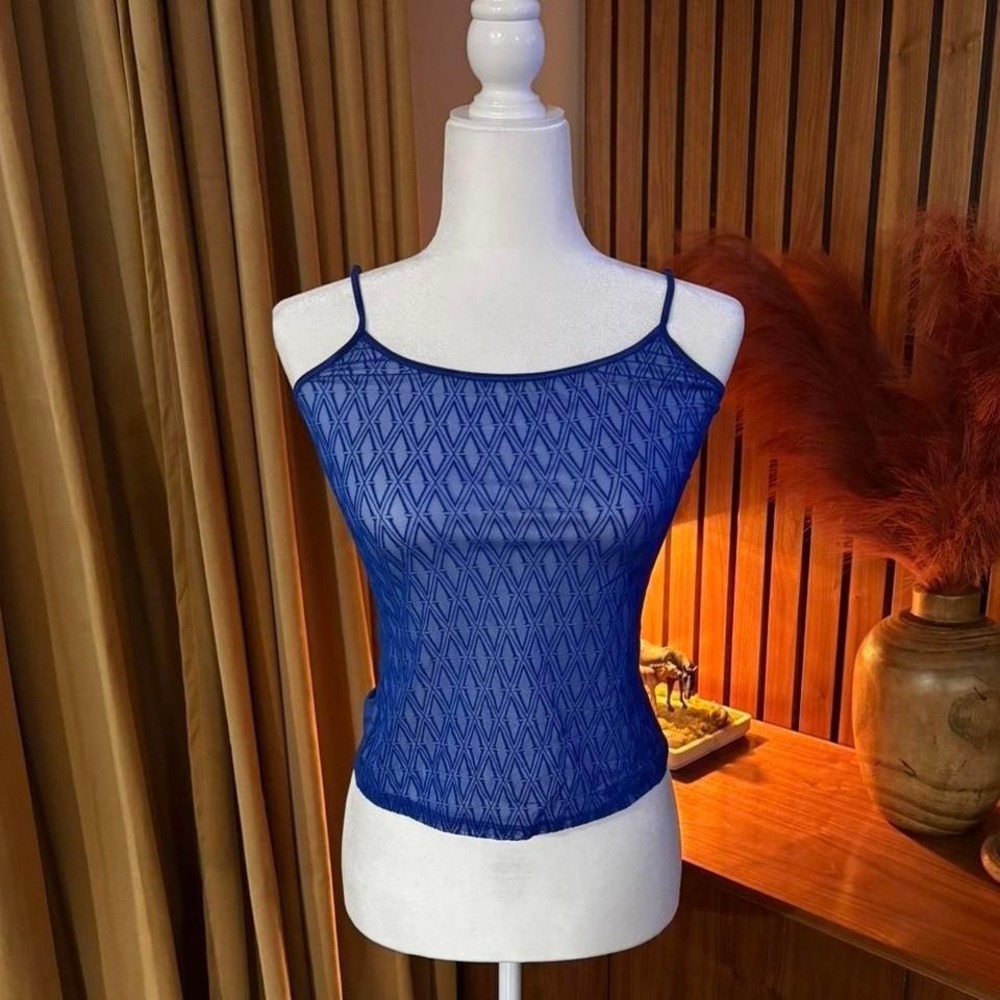 Victoria's Secret Royal Blue Diamond Mesh Camisole Tank Top Size M